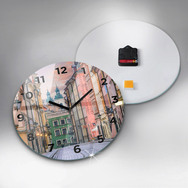 Ceas rotund de perete din sticlă Orașul Vechi din Varșovia