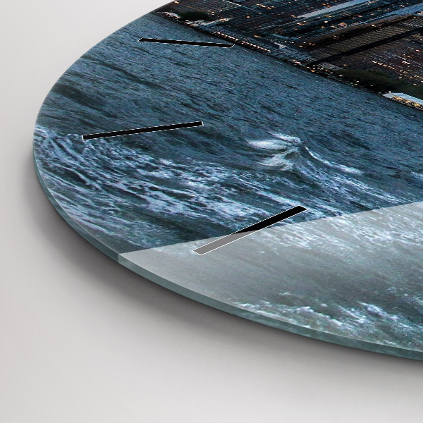 Ceas rotund de perete din sticlă Panorama New York-ului