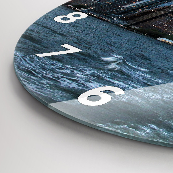 Ceas rotund de perete din sticlă Panorama New York-ului