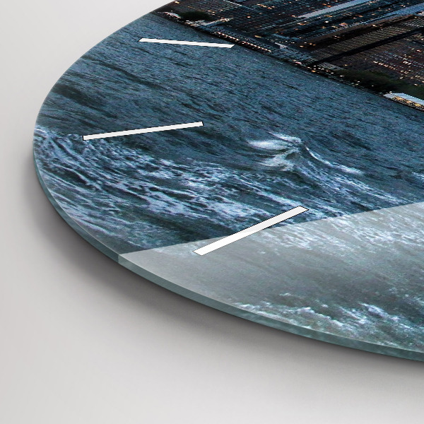 Ceas rotund de perete din sticlă Panorama New York-ului