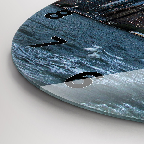 Ceas rotund de perete din sticlă Panorama New York-ului