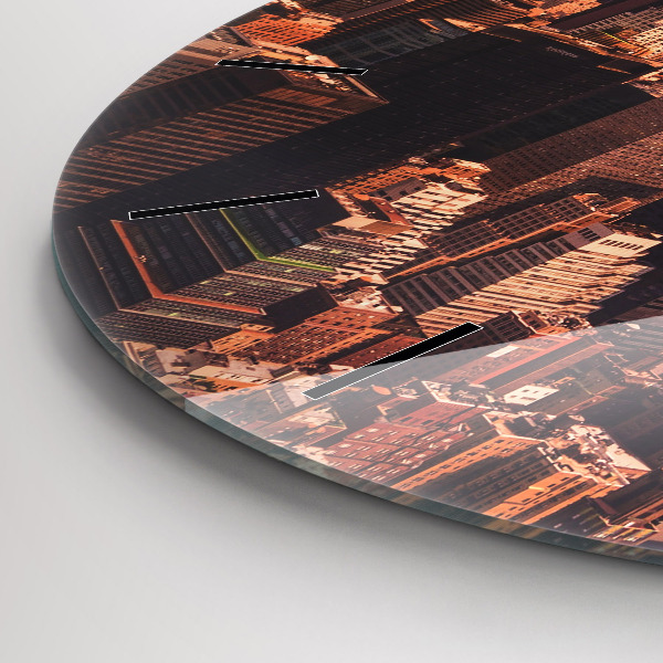 Ceas rotund de perete din sticlă Panorama orasului apusului