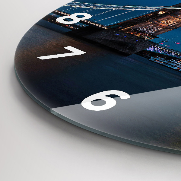 Ceas rotund de perete din sticlă Tower Bridge Londra noaptea