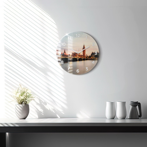 Ceas rotund de perete din sticlă Orizontul Big Ben a Londrei
