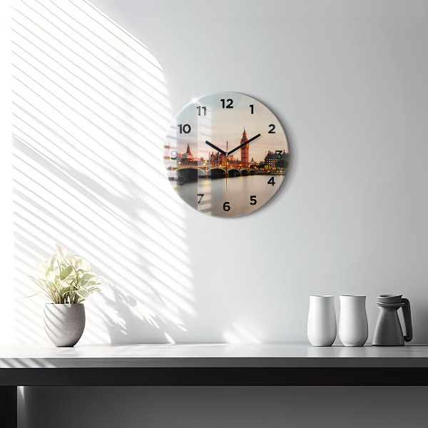 Ceas rotund de perete din sticlă Orizontul Big Ben a Londrei