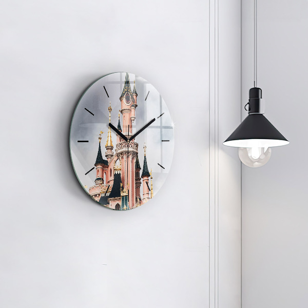 Ceas rotund de perete din sticlă Castelul Disneyland din Paris