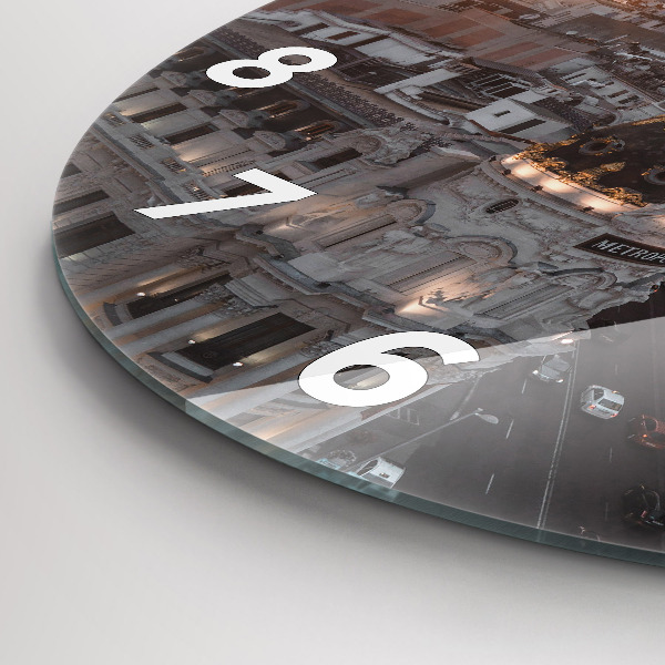 Ceas rotund de perete din sticlă Orașe la apus