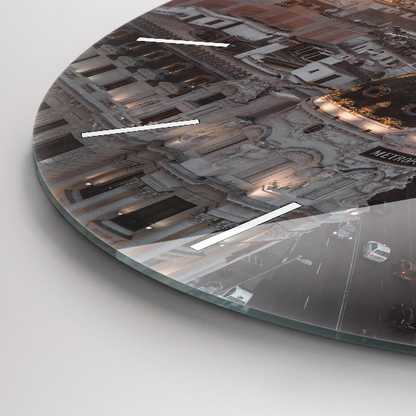 Ceas rotund de perete din sticlă Orașe la apus