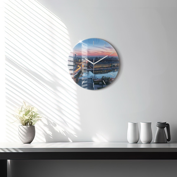 Ceas rotund de perete din sticlă Wrocław dintr-o dronă