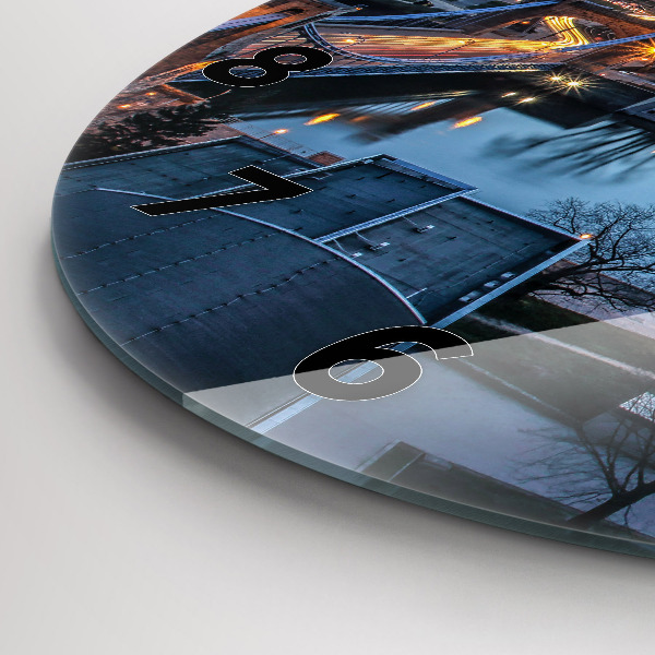 Ceas rotund de perete din sticlă Wrocław dintr-o dronă