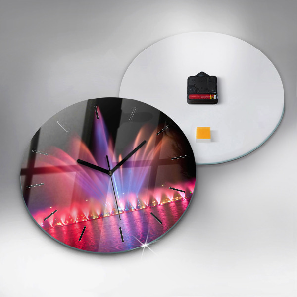 Ceas rotund de perete din sticlă Fântâna Wrocław noaptea