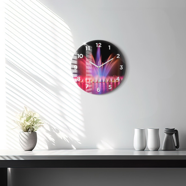 Ceas rotund de perete din sticlă Fântâna Wrocław noaptea