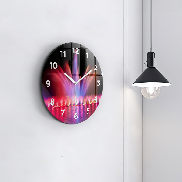 Ceas rotund de perete din sticlă Fântâna Wrocław noaptea