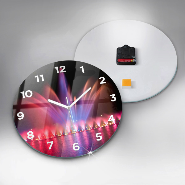 Ceas rotund de perete din sticlă Fântâna Wrocław noaptea