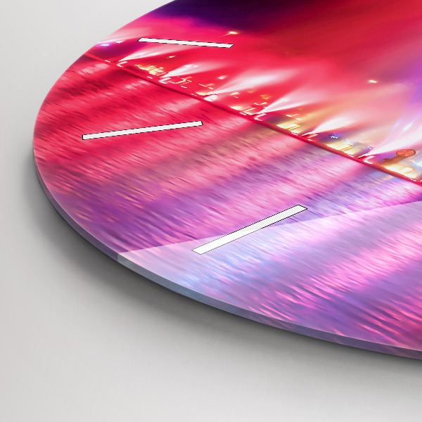 Ceas rotund de perete din sticlă Fântâna Wrocław noaptea