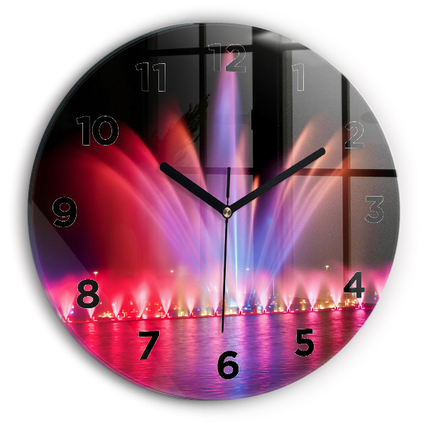 Ceas rotund de perete din sticlă Fântâna Wrocław noaptea
