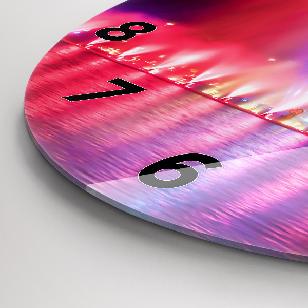 Ceas rotund de perete din sticlă Fântâna Wrocław noaptea