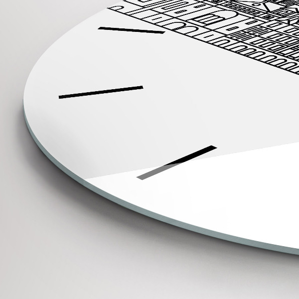 Ceas rotund de perete din sticlă Panorama arhitecturii Łódź