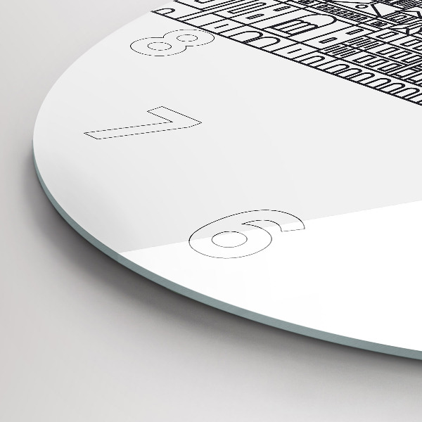 Ceas rotund de perete din sticlă Panorama arhitecturii Łódź