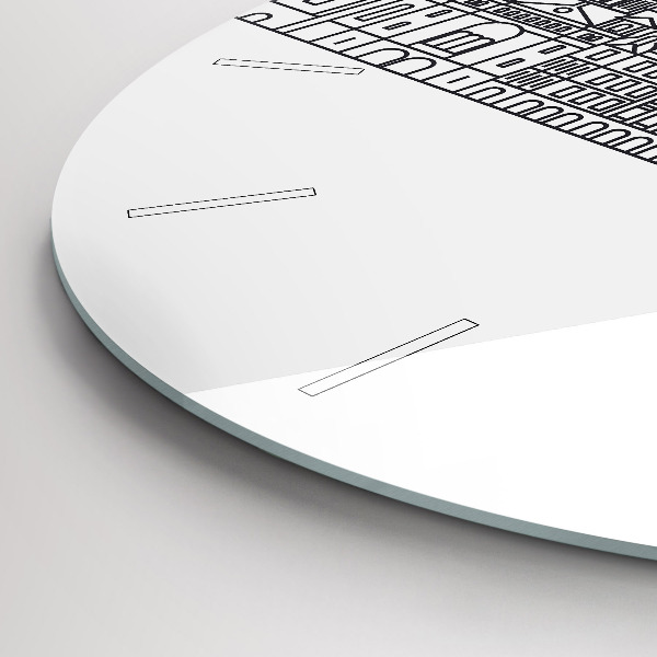 Ceas rotund de perete din sticlă Panorama arhitecturii Łódź