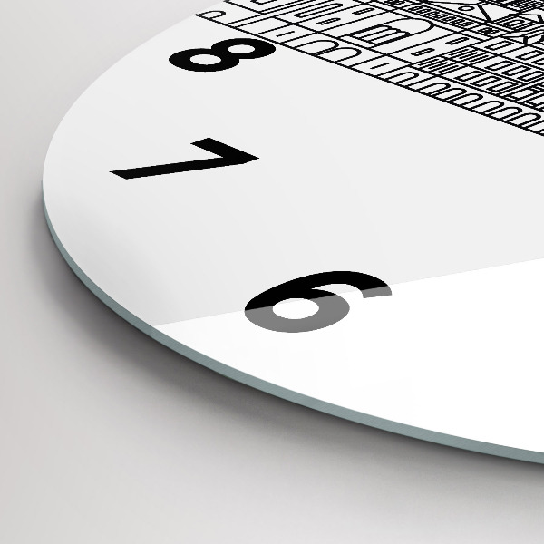 Ceas rotund de perete din sticlă Panorama arhitecturii Łódź