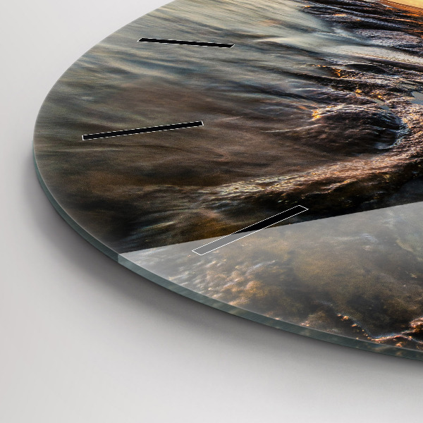 Ceas rotund de perete din sticlă Farul și Marea Baltică