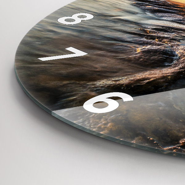 Ceas rotund de perete din sticlă Farul și Marea Baltică