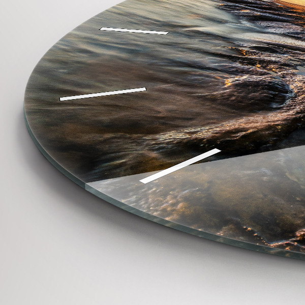 Ceas rotund de perete din sticlă Farul și Marea Baltică