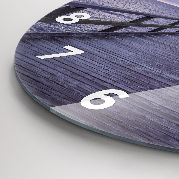 Ceas rotund de perete din sticlă Pier pe Marea Baltică