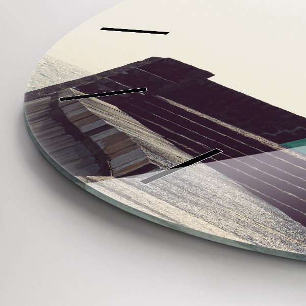 Ceas rotund de perete din sticlă Farul și marea