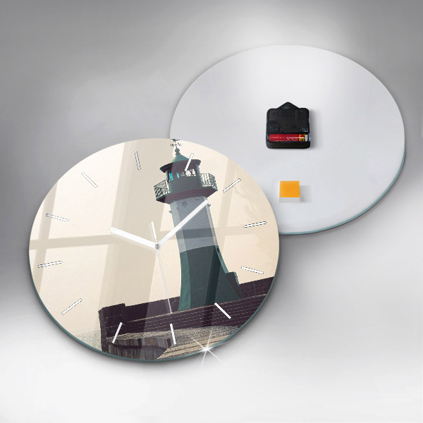 Ceas rotund de perete din sticlă Farul și marea