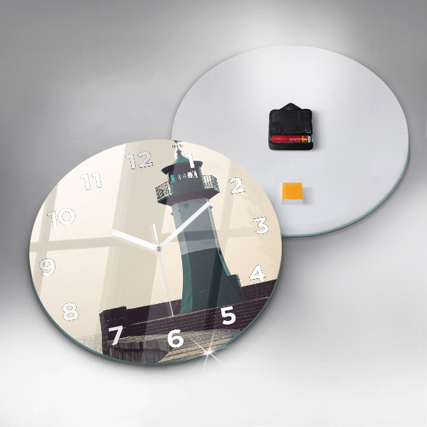 Ceas rotund de perete din sticlă Farul și marea