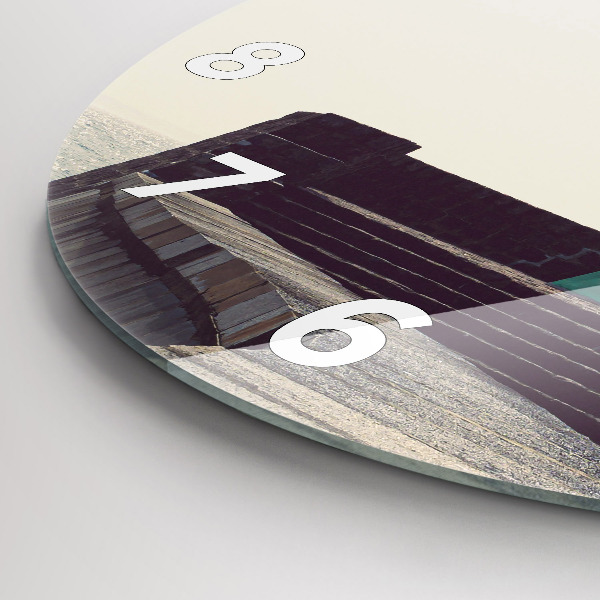 Ceas rotund de perete din sticlă Farul și marea