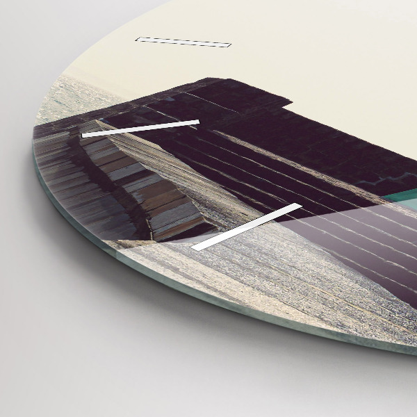 Ceas rotund de perete din sticlă Farul și marea