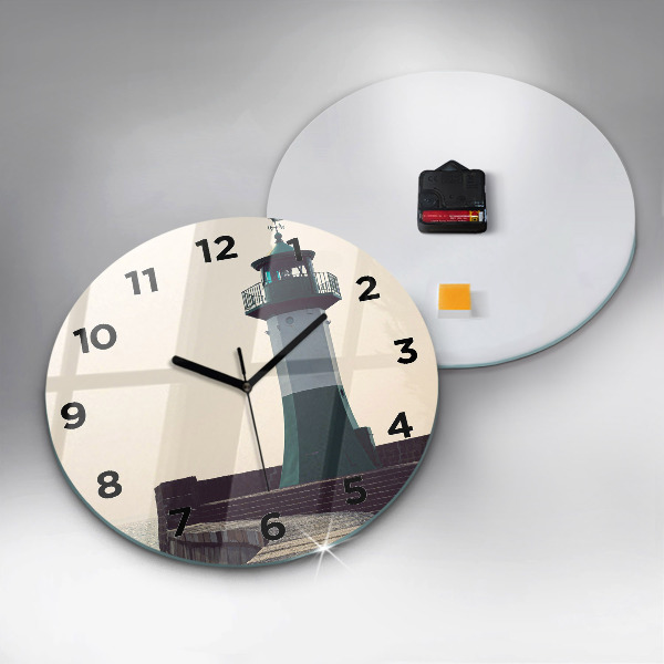 Ceas rotund de perete din sticlă Farul și marea