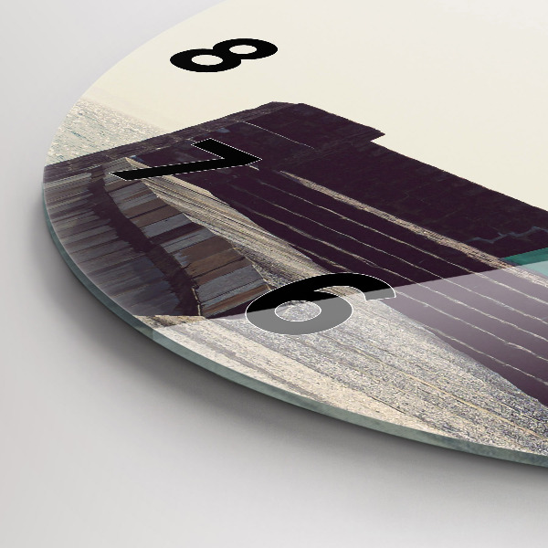 Ceas rotund de perete din sticlă Farul și marea