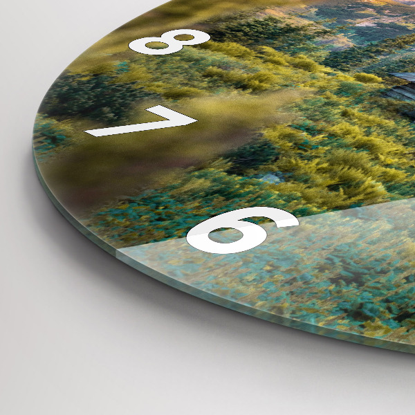 Ceas rotund de perete din sticlă Cabană în Munții Tatra