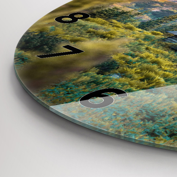 Ceas rotund de perete din sticlă Cabană în Munții Tatra