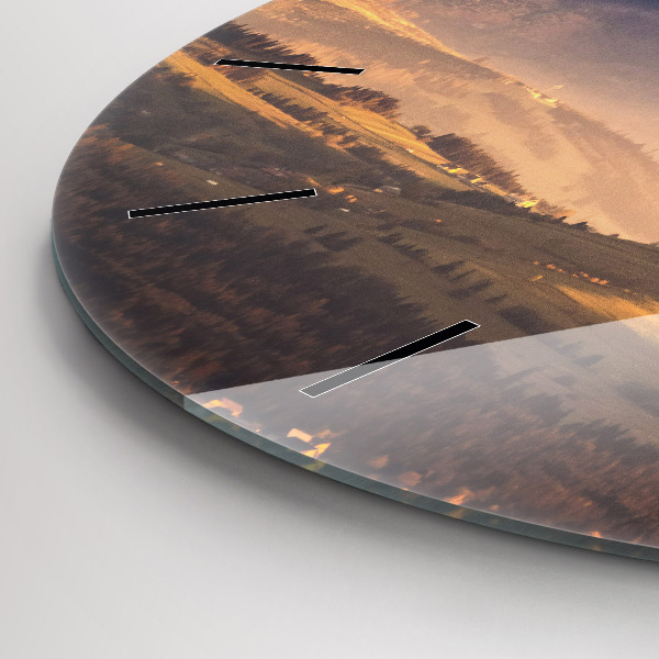 Ceas rotund de perete din sticlă Peisajul de iarnă din Munții Tatra