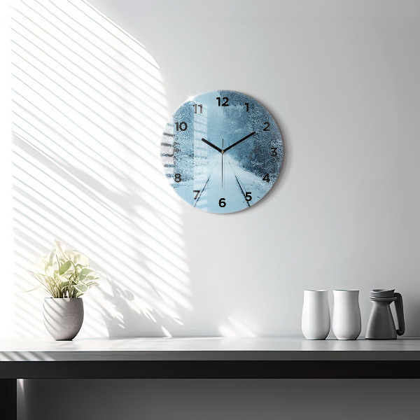 Ceas rotund de perete din sticlă Căprioare pe șine