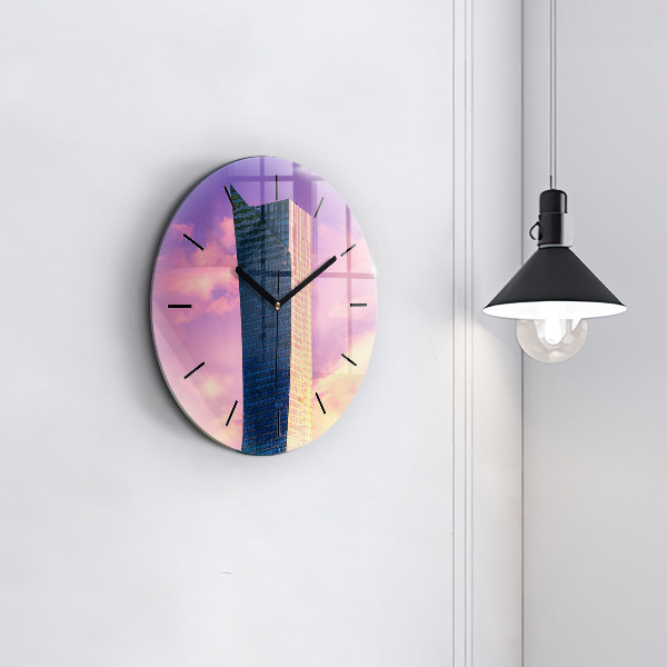 Ceas rotund de perete din sticlă Zgârie-nori din Varșovia