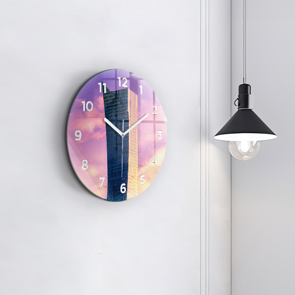 Ceas rotund de perete din sticlă Zgârie-nori din Varșovia