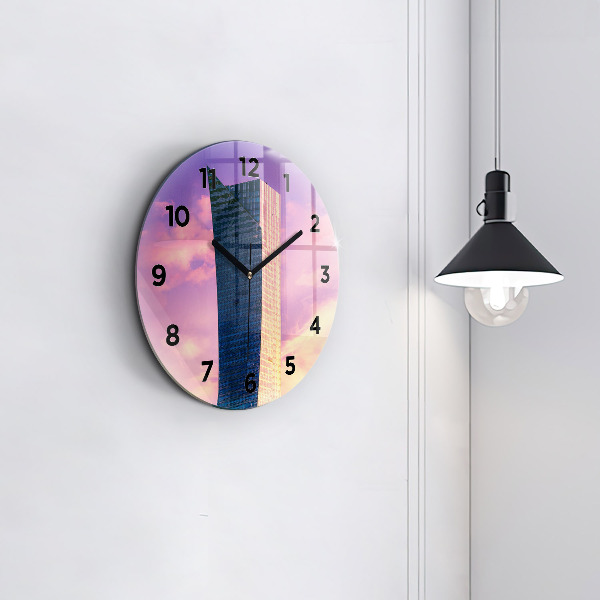 Ceas rotund de perete din sticlă Zgârie-nori din Varșovia