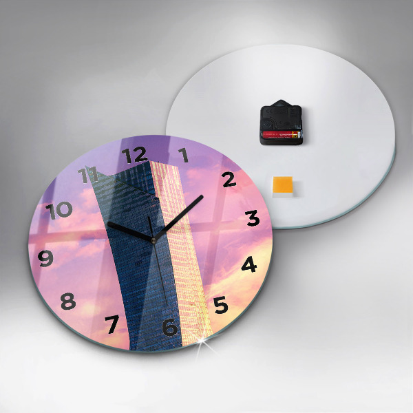 Ceas rotund de perete din sticlă Zgârie-nori din Varșovia
