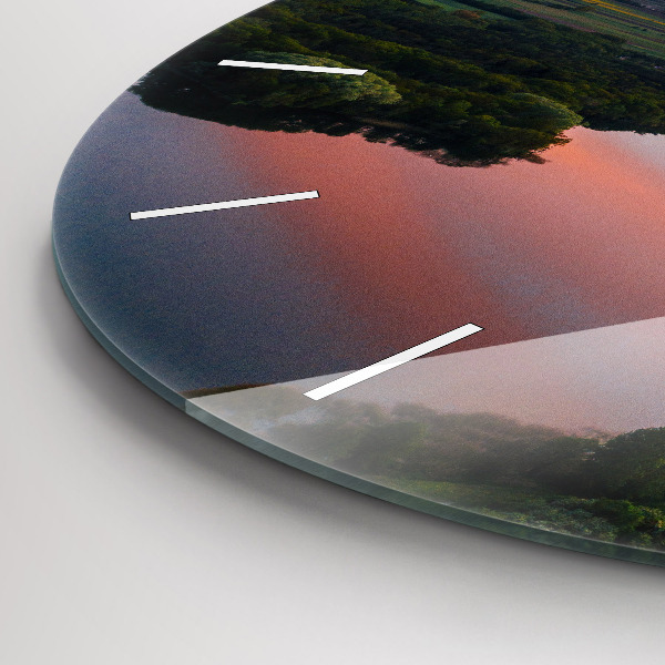 Ceas rotund de perete din sticlă Vedere la lac