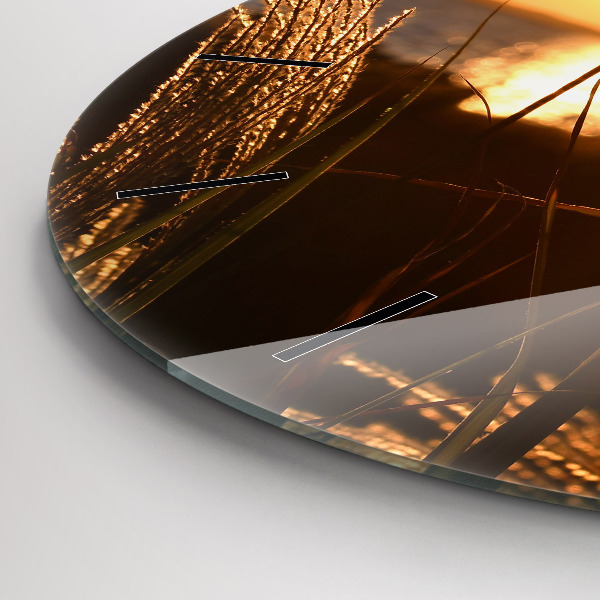 Ceas rotund de perete din sticlă Grâu în soarele auriu