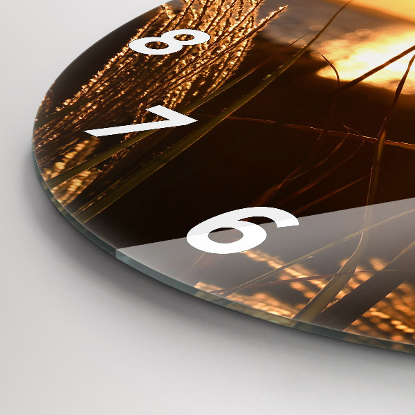 Ceas rotund de perete din sticlă Grâu în soarele auriu