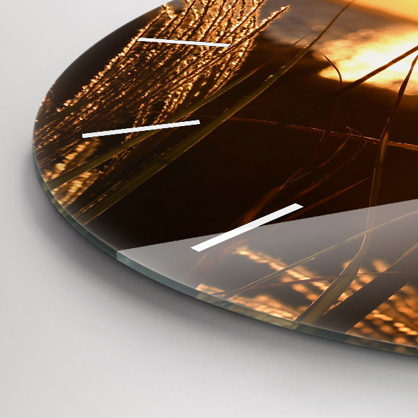 Ceas rotund de perete din sticlă Grâu în soarele auriu