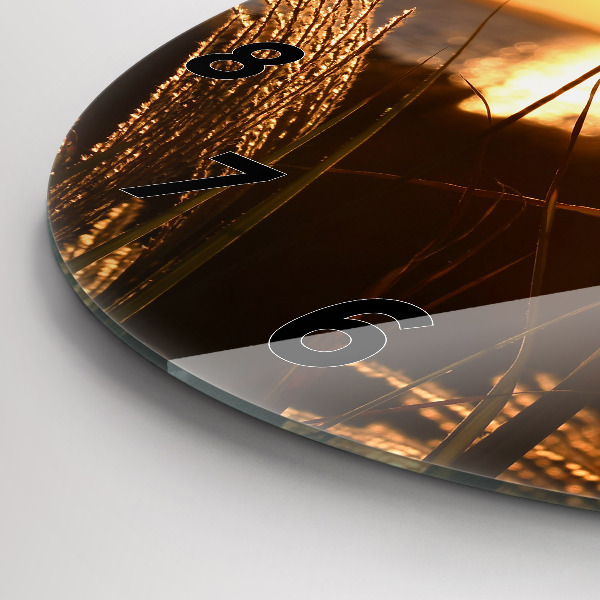 Ceas rotund de perete din sticlă Grâu în soarele auriu