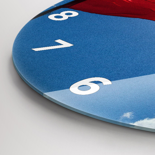 Ceas rotund de perete din sticlă Steagul polonez pe cer